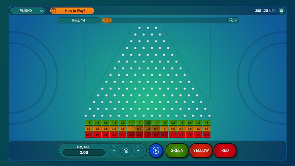 Доска Plinko с рядами штырьков